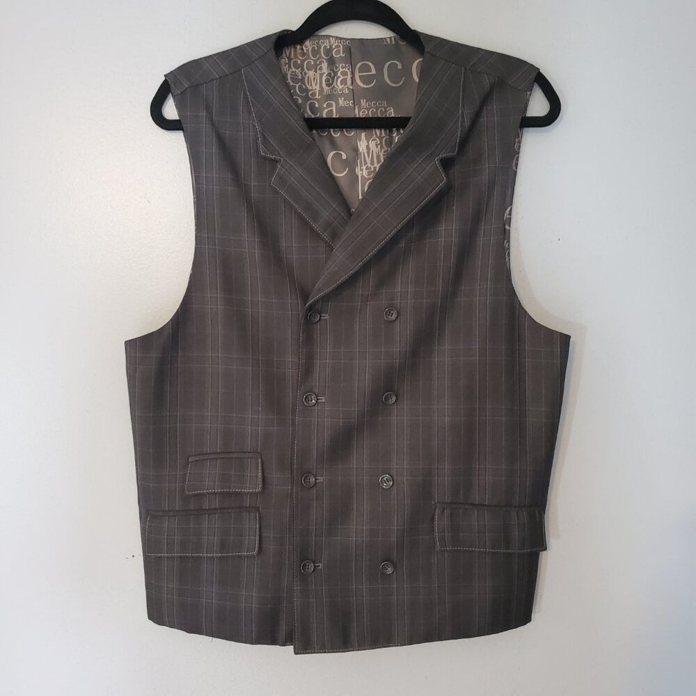 Y2K Mecca Charcoal Plaid Vest Made in Italy 42R-36N Hip Hop Streetwear
